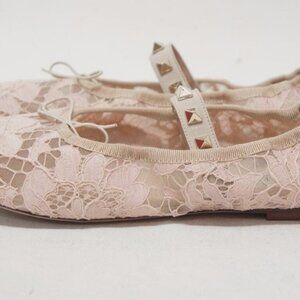 Valentino Lace Rockstud Ballet Flats Size 7 New In Box